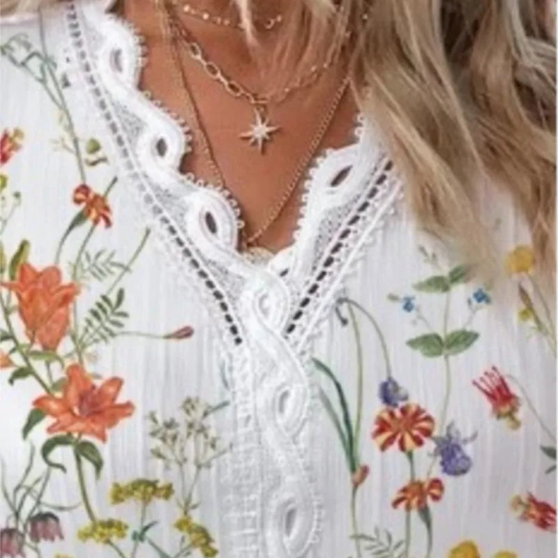 Eva Lace Patchwork Floral Blouse