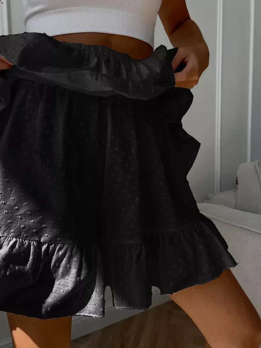 Donatella Ruffled Polka Dot Cotton Shorts