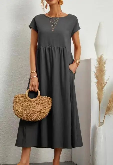 Lina Casual Pocket Maxi Dress