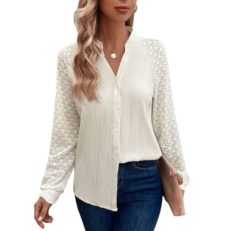 Serena Pleated Stand Collar Blouse