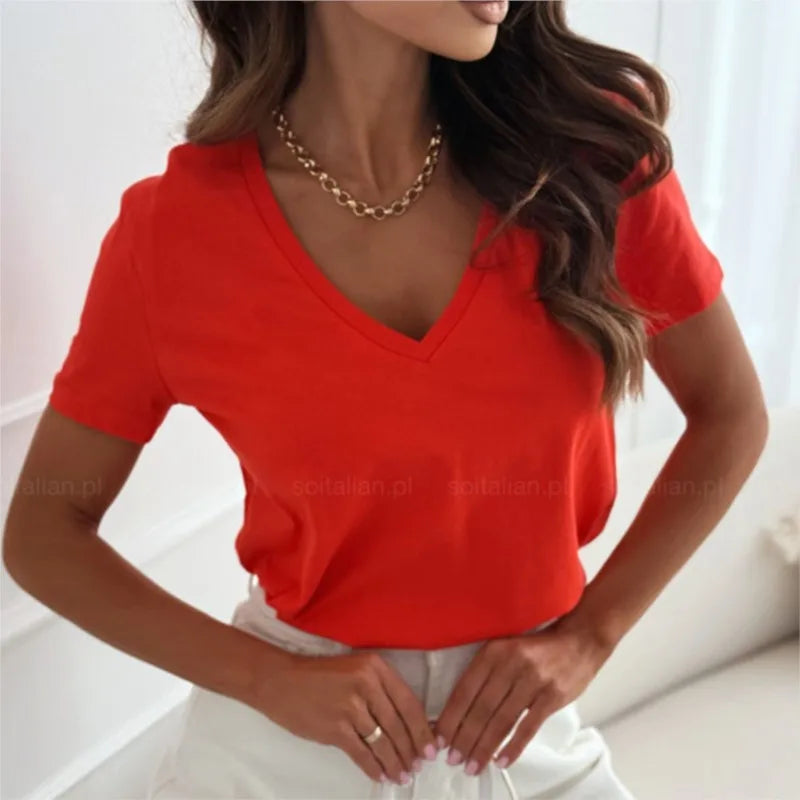 Tessia Slim Fit V-Neck T-Shirt