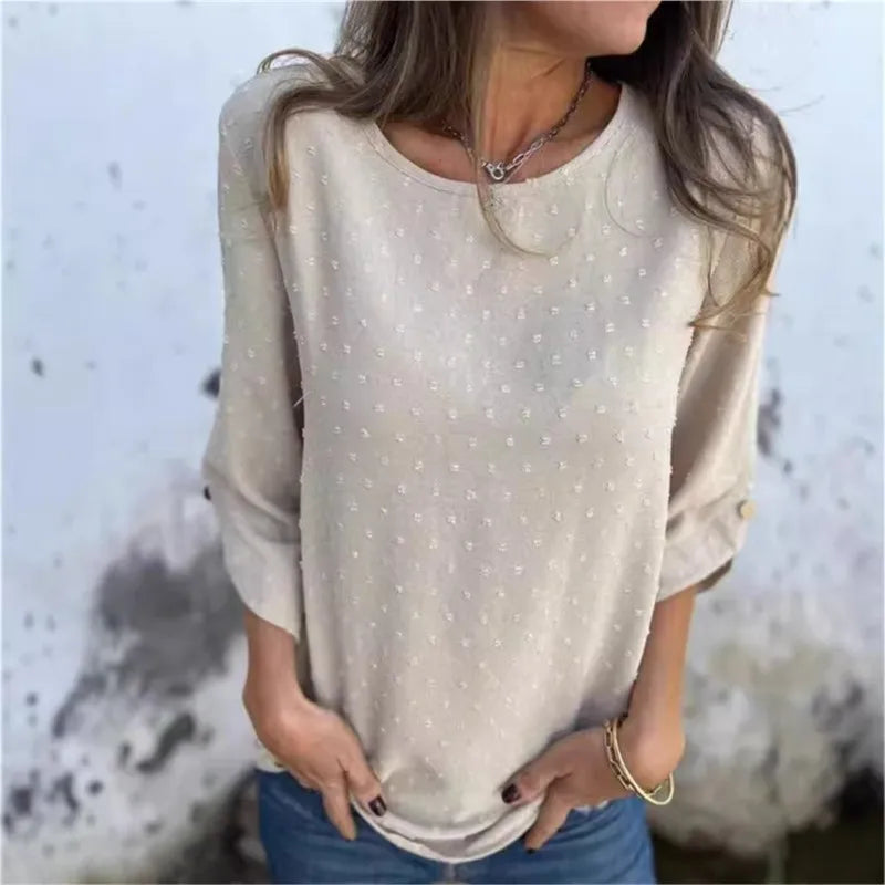 Alina Jacquard White Blouse