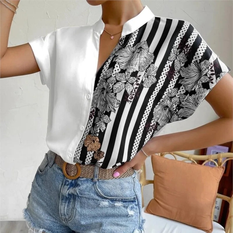 Liora Contrast Floral Button Blouse