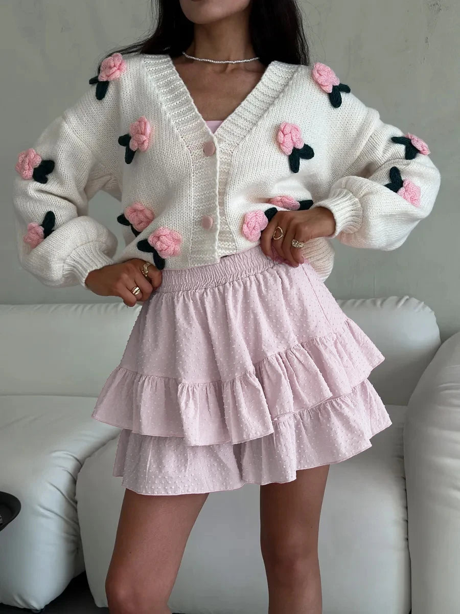 Donatella Ruffled Polka Dot Cotton Shorts