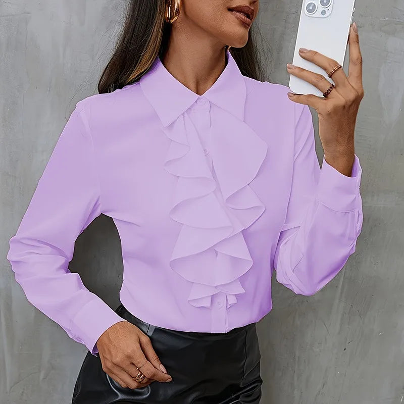 Lyra Ruffled Chiffon Boho Blouse