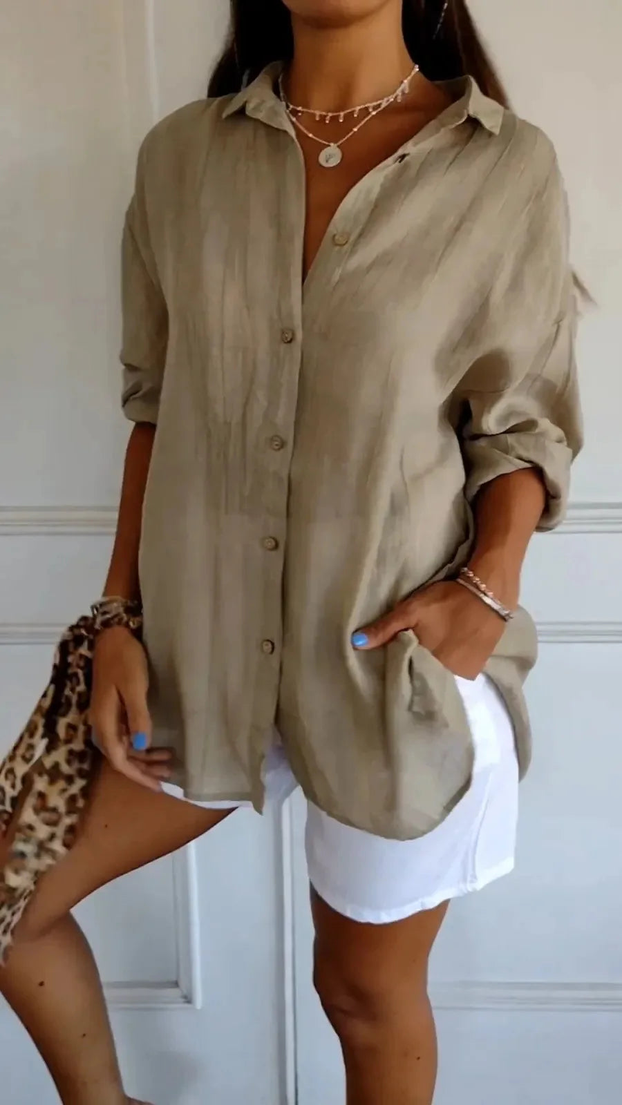 Selene Pleated Button-Up Blouse