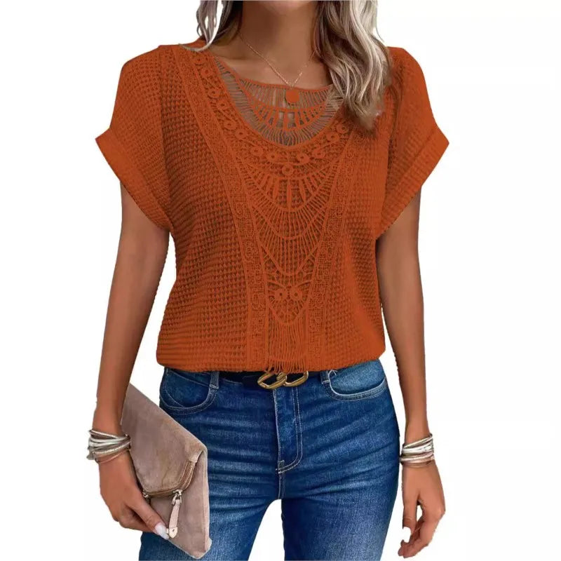 Aria Lace Knit Pullover Tee