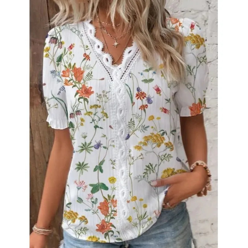 Eva Lace Patchwork Floral Blouse
