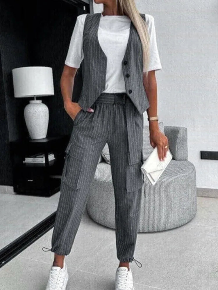 Alora Striped Vest & Pants Set