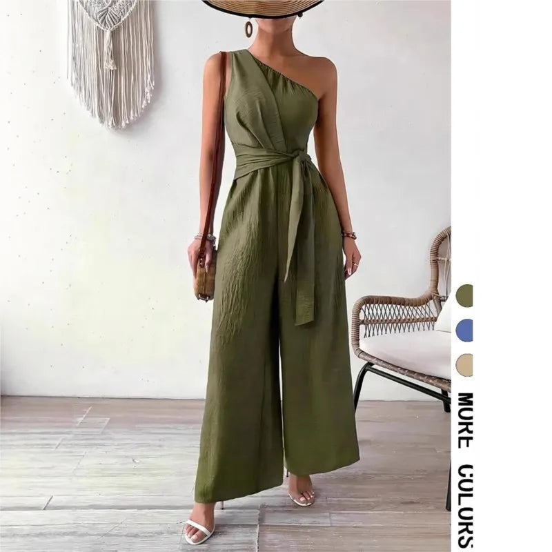 Mirella One-Shoulder Belted Jumpsuit