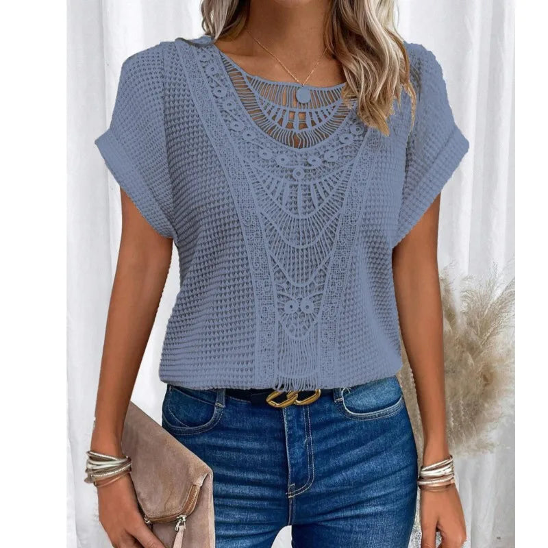 Aria Lace Knit Pullover Tee