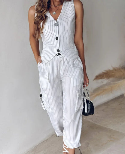 Alora Striped Vest & Pants Set
