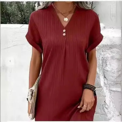 Agnese Buttoned V-Neck Mini Dress