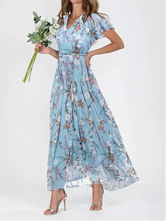 Amara Floral Chiffon Maxi Dress