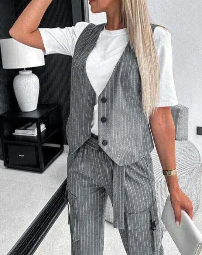 Alora Striped Vest & Pants Set