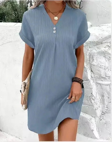 Agnese Buttoned V-Neck Mini Dress