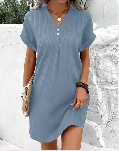 Agnese Buttoned V-Neck Mini Dress