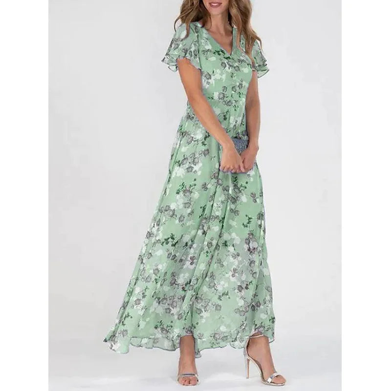 Amara Floral Chiffon Maxi Dress