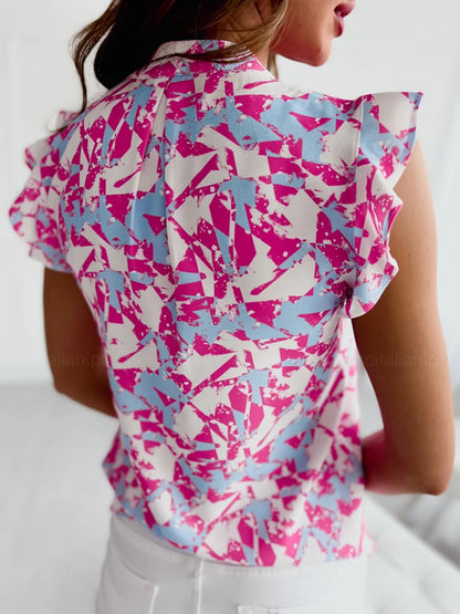 Elina Ruffle V-Neck Sleeveless Blouse