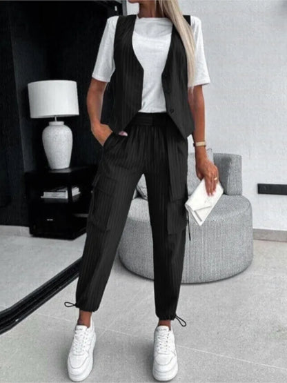 Alora Striped Vest & Pants Set