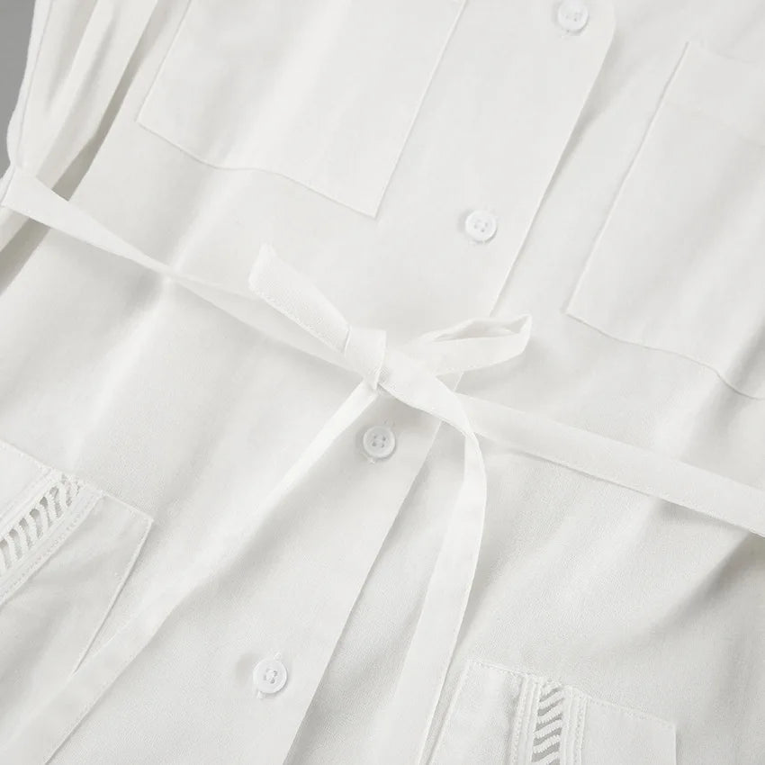 Luna Cotton-Linen V-Neck Romper