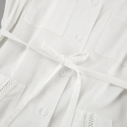Luna Cotton-Linen V-Neck Romper