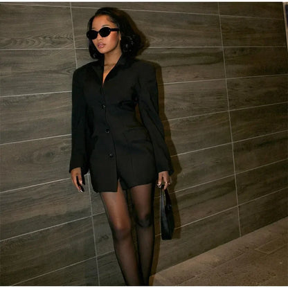 Arvella Black Blazer Mini Dress