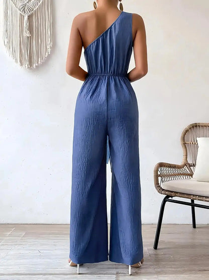 Mirella One-Shoulder Belted Jumpsuit