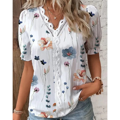 Eva Lace Patchwork Floral Blouse