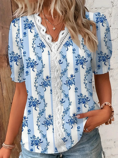 Eva Lace Patchwork Floral Blouse