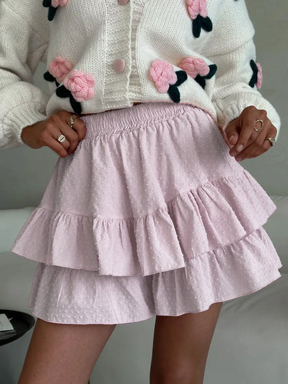 Donatella Ruffled Polka Dot Cotton Shorts