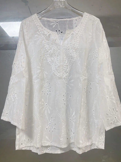 Celeste Embroidered Lace V-Neck Blouse