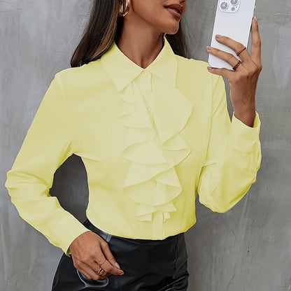 Lyra Ruffled Chiffon Boho Blouse