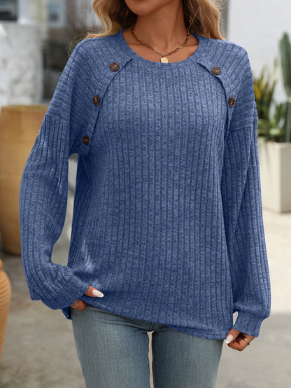 Arden Brushed Button Pullover Tee