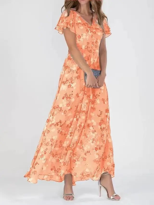 Amara Floral Chiffon Maxi Dress