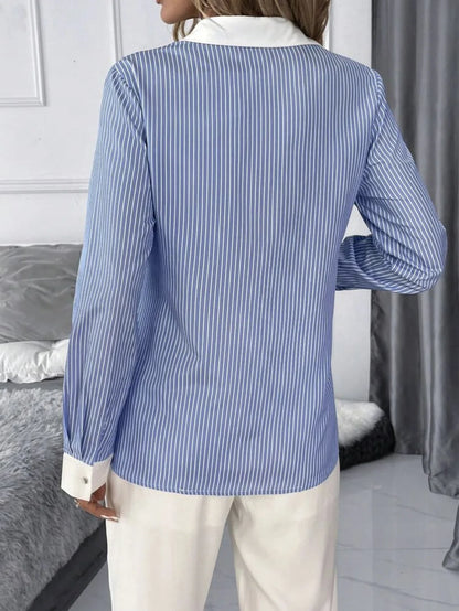 Elodie Striped Korean-Style Blouse