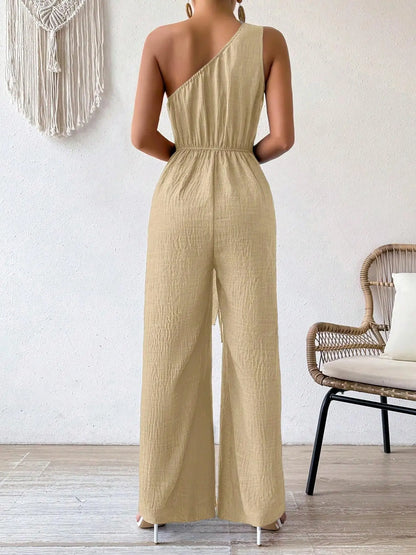Mirella One-Shoulder Belted Jumpsuit