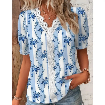 Eva Lace Patchwork Floral Blouse