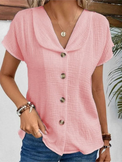 Clara V-Neck Buttoned Blous