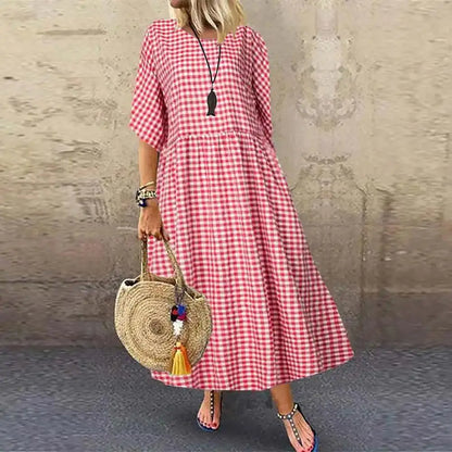 Vanessa Plaid A-line Maxi Dress