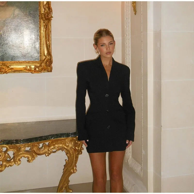 Arvella Black Blazer Mini Dress