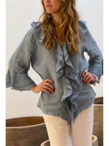 Viola Ruffle V-Neck Blouse