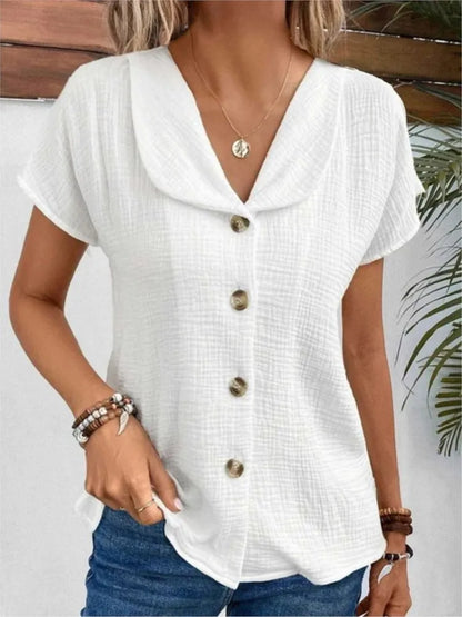Clara V-Neck Buttoned Blous