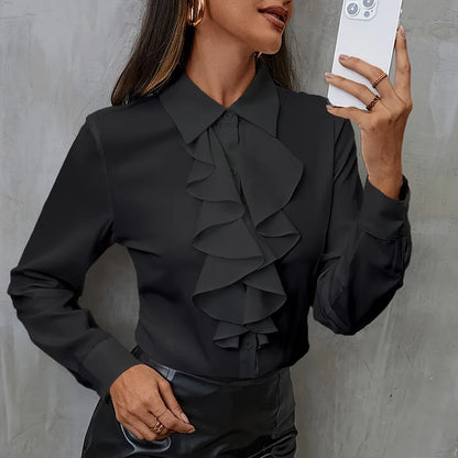 Lyra Ruffled Chiffon Boho Blouse