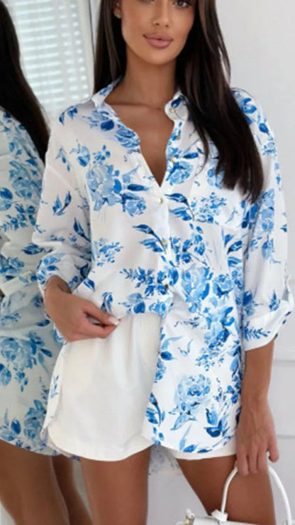 Sierra Printed V-Neck Blouse