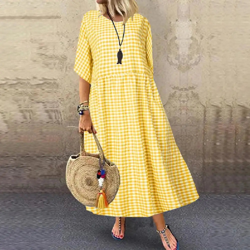 Vanessa Plaid A-line Maxi Dress