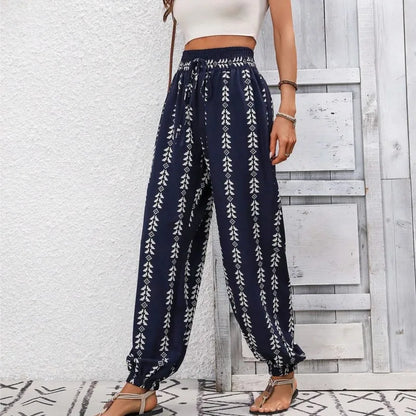 Noa Grid Wide-Leg Lantern Pants