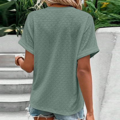 Celine Jacquard V-Neck Blouse