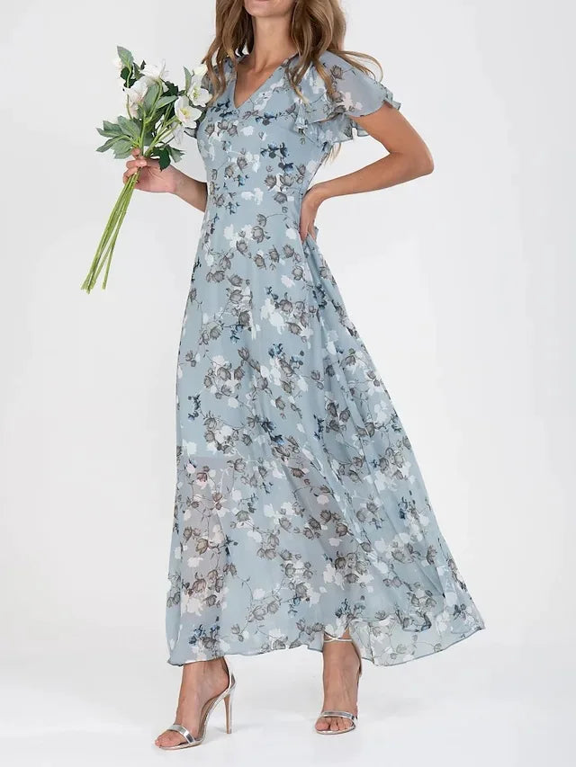 Amara Floral Chiffon Maxi Dress