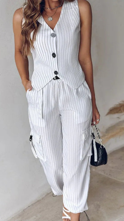 Alora Striped Vest & Pants Set